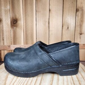 Dansko Shoes Mens 11 44 Gray Leather Clogs Slip On Comfort Work Slip Resistant
